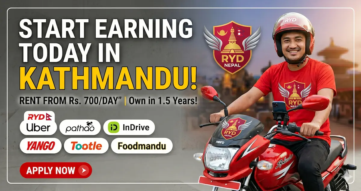 Bike Rental in Kathmandu for Uber, Pathao & InDrive: Rent from Rs. 700/Day
